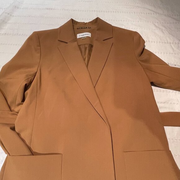 New.Calvin Klein blazer size 12 with belt beige tan camel colour - Picture 6 of 11